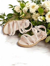 preiswerte Kinder &amp; Blumenmädchen-Perlenriemchen-Sandalen für Mädchen – stilvolles Hochzeitsschuhwerk für Blumenmädchen