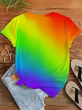 ieftine Tricou tie-dye și gradient-Pentru femei Tricou Ombre Casual Manșon scurt Rotund Topuri obișnuite Zilnic Imprimeu Curcubeu Vară
