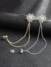 voordelige Heren dassen en vlinderdassen-elegante kristallen ster revers speld met gouden kettingen – stijlvolle broche voor mannen en vrouwen, perfect voor pakken, bruiloften en formele gelegenheden