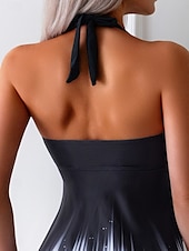 billiga Tankinis-Dam Badkläder Tankini 2 st Pojkeben Baddräkt Öppen rygg Hög midja Semester Standkläder Nyans Paisley V-hals Ärmlös Baddräkter