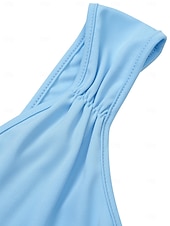 abordables Robe Simple-Robe Midi Femme Robe d&#039;Été Uni Robe Bodycon Hors des Épaules Robe Semi-Formelle Invité de Mariage Cocktail Soirée Ajustement Normal Graphique Sans Manches Col V Noir Vert Bleu Clair