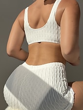 abordables Ensemble de bikinis-Femme Maillots de Bain Bikinis 2 pièces Shorts Maillot de bain Dos Nu Mince Vacances Tenues de plage Couleur unie Col V Sans Manches Maillots de bain
