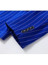 preiswerte Herrenblazer-Herren Abschlußfeier Abendkleidung Blazer Geschäft Formeller Abend Hochzeitsfeier Nur oben Mode Lässig Sommer Frühling &amp; Herbst Polyester Streifen Tasche Lässig / Alltäglich Einreihig Blazer Schwarz