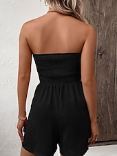 abordables combinaisons décontractées-Femme Normal Combishort Actif Couleur unie Sans Manches Sans Bretelles Boutons Cordon Vacances du quotidien Standard Noir Bleu Vert Eté
