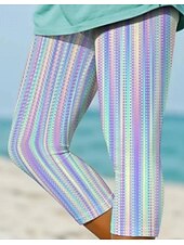 billiga Konst &amp; Design Tryck-Damleggings Capri-byxor Hög elasticitet Mode Streetwear Hel längd Hög midja Rutig Tryckning Termisk Varm Andningsbar Mjuk Utomhus Daglig mjölkvit Fall Vinter Regular Fit