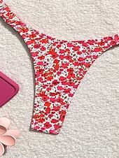 voordelige Bikinisets-Dames Zwemkleding Bikini 2 stuks String Zwempak Blote rug Slank Vakantie Strand Kleding Bloemig V-hals Mouwloos Badpakken