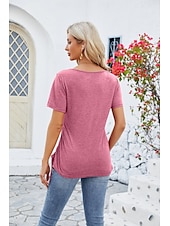 economico Magliette-Per donna Maglietta bohémien Liscio Boemia stile sveglio Moda Manica corta A farfalla Squadrata Top regolari Giornaliero Per uscire Fine settimana Tunica Nero Rosa Vino Blu Reale Viola Estate
