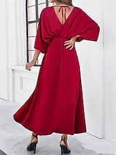 ieftine Rochie simplă-Rochie de absolvire pentru femei rochie maxi rochie de lucru rochie de petrecere casual formal manșon batwing vacanță formală petrecere regular fit grafic manșon scurt gât în V negru șampanie vin