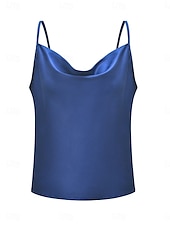 abordables Débardeurs et camisoles femme-Débardeur femme sans manches élégant stylé uni haut régulier à bretelles dos nu bleu marine vert été