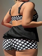 cheap Tankinis-Women&#039;s Swimwear Bikini 2 Piece Boy Leg Swimsuit Backless Slim Vacation Beach Wear Polka Dot U Neck Sleeveless Bathing Suits