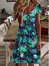 levne květinové šaty-Dámské Mini šaty Volnočasové šaty Elegantní Tropický vzhled Havajské Denní Běžný Květinový Krátký rukáv Tričkový Nachová Bílá Světlá růžová Světle červená Léto