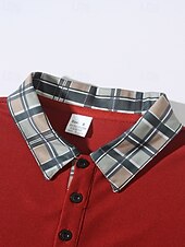 olcso Férfi klasszikus póló-Férfi Golfing Golf pólóingek Munka Hétköznapi Hajtóka Hosszú ujj Alap Modern Kockás Színes Kollázs Gombok Tavasz Ősz Normál Fekete Piros Sötétkék Barna Golfing