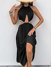 Damskie Sukienka maxi Czarna sukienka Sukienka na ukończenie szkoły Codzienne sukienki Sukienka koktajlowa Urlop Codzienny Urlop Codzienny Święto Regularny Równina Bez rękawów W serek Czarny Lato tanie maxi czarna sukienka-Damskie Sukienka maxi Czarna sukienka Sukienka na ukończenie szkoły Codzienne sukienki Sukienka koktajlowa Urlop Codzienny Urlop Codzienny Święto Regularny Równina Bez rękawów W serek Czarny Lato