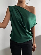 cheap Tank Tops &amp; Camis-Women&#039;s Camisole Tank Top Solid Color Casual Sleeveless Crew Neck Regular Tops Daily Print Grass Green Green Beige Summer Spring