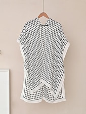 abordables Falda cruzada-Mujer Bañadores Tapadera Vestido de Baño Traje de baño Vacaciones Ropa de playa Geométrico Escote en Pico Manga Larga Trajes de baño