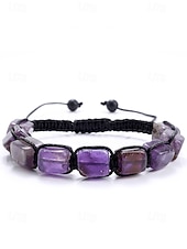 preiswerte Damenarmband-mehrfarbiges Natursteinarmband für Frauen, verstellbare Makramee-Kordel, Heilkristalle, Boho-Chic-Stil, ideal für spirituelle, lässige oder alltägliche Kleidung