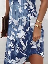 economico Abiti floreali-Per donna Mini Abito Vestito Casual Abito Estivo Vacanza Casual Quotidiano Vestibilità regolare Floreale Grafico Senza Maniche All'americana Blu Rosa Verde Estate
