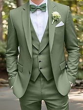 abordables Costumes de mariage-Costumes de mariage professionnels pour hommes vert sauge mode fête été unis coupe standard 3 pièces à simple boutonnage deux boutons