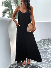 preiswerte Kleider für die Ferien-Damen Minikleid Casual kleid skims dress Basic Brautkleider schlicht Urlaub Täglich Regular Fit Glatt Ärmellos Gurt Schwarz Rote Blau Grün Sommer