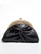 economico Clutch e borsette da sera-pochette da sera in similpelle da donna – borsa con nodo vintage decorato con strass per matrimoni, feste ed eventi formali colore argento nero bianco