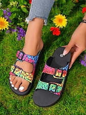 Χαμηλού Κόστους Γυναικεία παπούτσια-Η 250η Επέτειος των Ηνωμένων Πολιτειών Γυναικεία Σάνδαλα με Πολύχρωες Πεταλούδες και Ρυθμιζόμενο Μπuckle – Ζωντανά Καλοκαιρινά Σάνδαλα Slip-On για Παραλία Διακοπές και Casual Χρήση