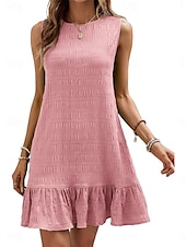 cheap Sundresses-Women&#039;s Mini Dress Casual Dress Tank Dress Basic Casual Vacation Daily Regular Fit Plain Sleeveless Crew Neck Black Pink Blue Summer