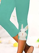 cheap Easter Bottoms-Women&#039;s Leggings Capri Pants High Elasticity Fashion Streetwear Full Length High WaistPantsEaster Animal Printing Thermal Warm Breathable Soft  Outdoor Daily Green Fall Winter Regular Fit