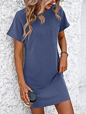 abordables Vestido blanco-día de San Valentín Mujer Normal Mini vestido Vestido de cambio Vestido informal Vestidos Boho Chic Bohemia Estilo lindo Elegante Casquillo Manga Murciélago Casual Hogar Vacaciones Moldeado al Cuerpo