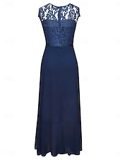 tanie Prosta sukienka-Sukienka na graduacje dla kobiet Sukienka maxi Jednolity kolor Sukienka balowa Sukienka w kształcie litery A Sukienka Fit and Flare Elegancka Formalna Półformalna Gość na wakacje Zaręczyny Przyjęcie