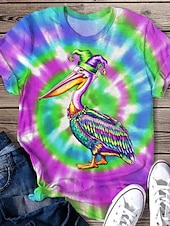 abordables T-shirt Tie and Dye et dégradé-Femme T shirt Tie Dye Lettre Décontractées Manche Courte Col Rond Hauts réguliers du quotidien Imprimer Rose Claire Rouge Bleu Violet Arc-en-ciel Eté