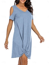 ieftine Rochie simplă-Rochie mini pentru femei Rochie înfășurată Rochie tip T-shirt Rochie tip Tee Rochie de culoare solidă Rochie tip shift Rochie Off The Shoulder Casual Vacanță Casual Zilnică Ajustare regulată Grafic