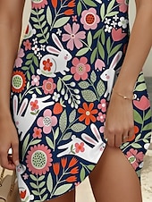 cheap Easter Dresses-Easter Women&#039;s Mini Dress Petite Dress Casual Dress A Line Dress Summer Dress Casual Vacation Daily Regular Fit Floral Graphic Animal Short Sleeve Crew Neck Light Pink Summer Spring