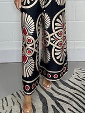 economico gamba larga e vita alta-Per donna A zampa Chino Di tendenza Streetwear Lunghezza intera Vita alta Floreale Cinturino elastico Stampa comodo Morbido Comodo Media elasticità Esterno Strada Verde mela Nero Blu marino scuro