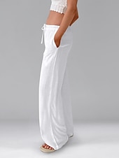 ieftine Pantaloni din bumbac simplu-Pentru femei Pantaloni scurți din bumbac in Pantaloni inspirați din in Pantaloni din bumbac in Casual Lungime totală Natural Curea elastică Design Elastic cu Cordon Inelastic Alb lăptos Carmin Verde