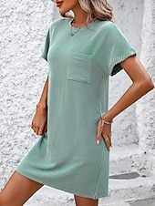 abordables Vestido blanco-día de San Valentín Mujer Normal Mini vestido Vestido de cambio Vestido informal Vestidos Boho Chic Bohemia Estilo lindo Elegante Casquillo Manga Murciélago Casual Hogar Vacaciones Moldeado al Cuerpo