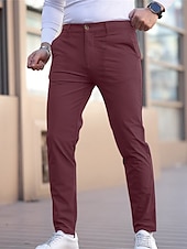 Недорогие Чино-Муж. Выпускной Штаны Чино Брюки Повседневные брюки Пуговицы Карман Полотняное плетение Комфорт Официальные Для вечеринок Офис Мода Классический Джинсовый Синий Черный 1 # Слабоэластичная