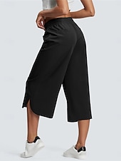 cheap Wide Leg &amp; High Waisted-Women&#039;s Wide Leg Chinos Fashion Streetwear Calf-Length High Waist Plain Pocket Elastic Waistband Comfy Soft Comfortable Micro-elastic Outdoor Street Navy-blue Army Green Black Blue Summer Spring
