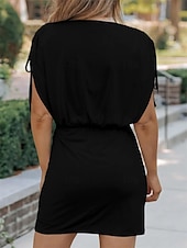 cheap Plain Dress-Women&#039;s Mini Dress T Shirt Dress Tee Dress A Line Dress Solid Color Casual Vacation Casual Daily Regular Fit Graphic Short Sleeve Crew Neck Black Red Navy Blue Green Summer