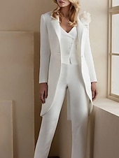 cheap Mom&#039;s Pant Suits-Elegant Sleeveless Vest Top for Wedding Guest–V-Neck Stretch Crepe with Decal Design (2025)