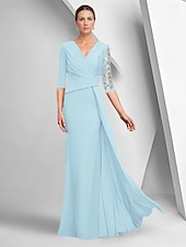 preiswerte Bodenlänge-A-Linien-Kleid, elegantes Kleid für die Brautmutter, U-Boot-Ausschnitt, knöchellang, Stretch-Stoff, halbe Ärmel, mit Spitzenlage, einfarbig, 2025
