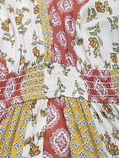 preiswerte Urlaubsoverall-Damen Normal Jumpsuit Urlaub Blumen 3/4 Ärmel V Ausschnitt Hohe Taillenlinie Urlaub Täglich Regular Fit Gelb Sommer