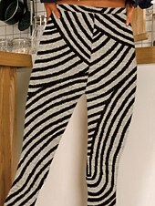 tanie Sztuka i projektowanie druku-Damskie legginsy spodnie vintage modna casualowa pełna długość wysoki stan nadruk graficzny w paski oddychające miękkie mikroelastyczne casualowe na wakacje khaki lato wiosna regularne dopasowanie