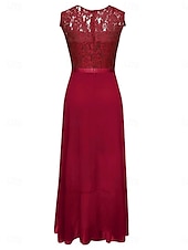 tanie Prosta sukienka-Sukienka na graduacje dla kobiet Sukienka maxi Jednolity kolor Sukienka balowa Sukienka w kształcie litery A Sukienka Fit and Flare Elegancka Formalna Półformalna Gość na wakacje Zaręczyny Przyjęcie