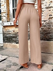 cheap Plain Cotton Linen Pant-Women&#039;s Cotton Linen Shorts Linen-Inspired Pants Cotton Linen Pants Fashion Streetwear Comfort Full Length High Waist Plain Drawstring Elastic Waist Straight Leg Comfy Outdoor Comfortable Street