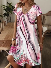 cheap Art&amp;Design Dress-Women&#039;s Mini Dress T Shirt Dress Tee Dress Sundress A Line Dress Elegant Vintage Stylish Vacation Birthday Casual Regular Fit Ombre Graphic Short Sleeve V Neck Pink Blue Orange Summer