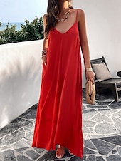 preiswerte Kleider für die Ferien-Damen Minikleid Casual kleid skims dress Basic Brautkleider schlicht Urlaub Täglich Regular Fit Glatt Ärmellos Gurt Schwarz Rote Blau Grün Sommer