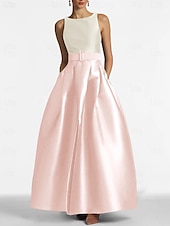 baratos VERDE-Vestido de noite em linha a, vestido com fenda alta, casamento na praia, convidado formal, comprimento até o chão, sem mangas, joia, pescoço, cinto/faixa, cetim com pregas, fenda 2025