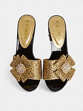 abordables Officiel-sandales à talons hauts avec nœud en strass scintillant et pochette assortie – chaussures glamour pour mariages, fêtes et événements officiels