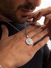 abordables Joyas para hombres-Collar con colgante de brújula vintage para hombre: cadena de doble capa de aleación de metal, amuleto vikingo nórdico, joyería náutica para viajes y aventuras