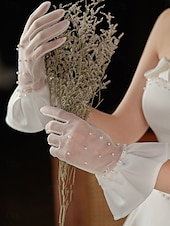 billiga Brudhandskar-Spets Handleder Längd Handskar Elegant  Klassisk Stil Med Rena Färger Bröllop  Fest Handskar